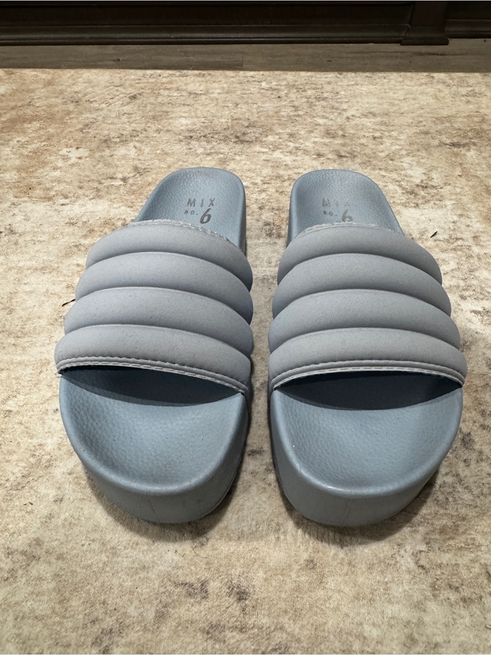 Mix No. 6 Quilted Slide Sandals in Light Blue